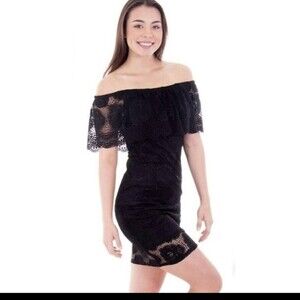 Rose Petals And Lace Black Mini Dress S